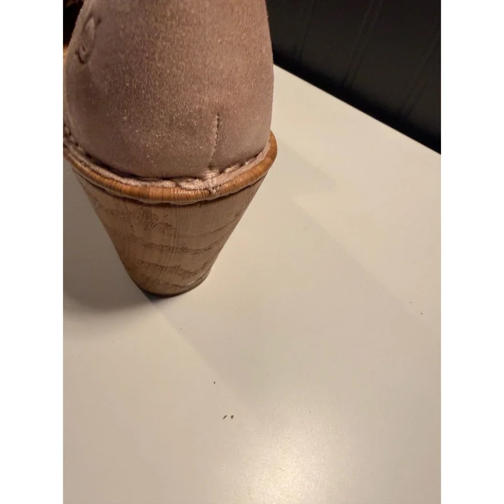 Born Womens Suede Leather Wedge Sandals Ankle Strap Blush Pink BR0040179 Size 8M